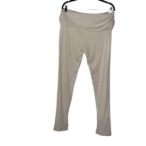 SIMMI Ribbed Fold Over Leggings Cream Size Large High Rise Knit Lounge